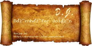 Dörnhöfer Jolán névjegykártya